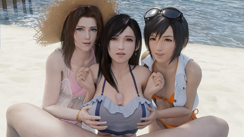 Final Fantasy VR Threesome with Aerith and Tifa