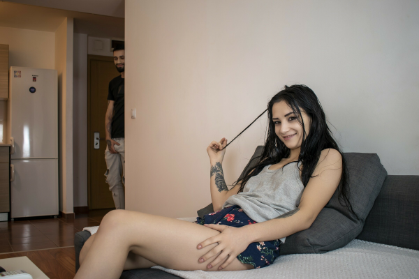 Ramming My Pussy With A Huge Dildo While My Step-Brother Is Spying - Image 3