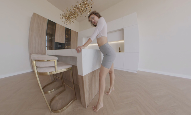 Cute Brunette With Glasses Takes Her Skirt Off - Image 1