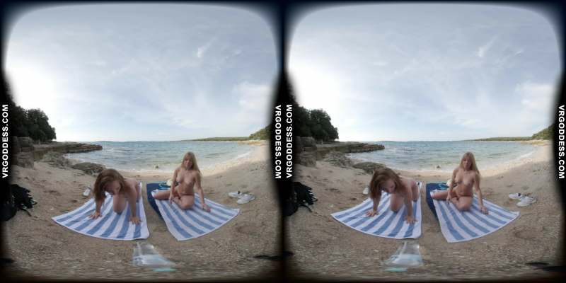 Kristina and Mira Naked Yoga on Tropical Beach - Image 3